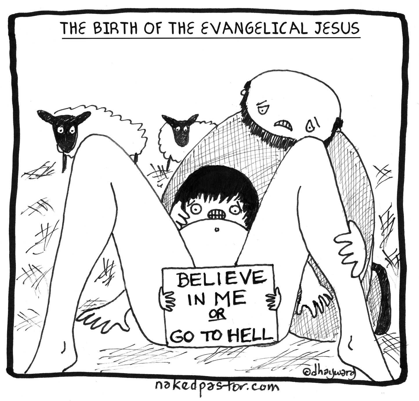 The Birth of an Evangelical Jesus Digital Cartoon