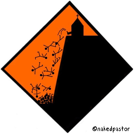 Caution People Falling Digital Cartoon - by nakedpastor