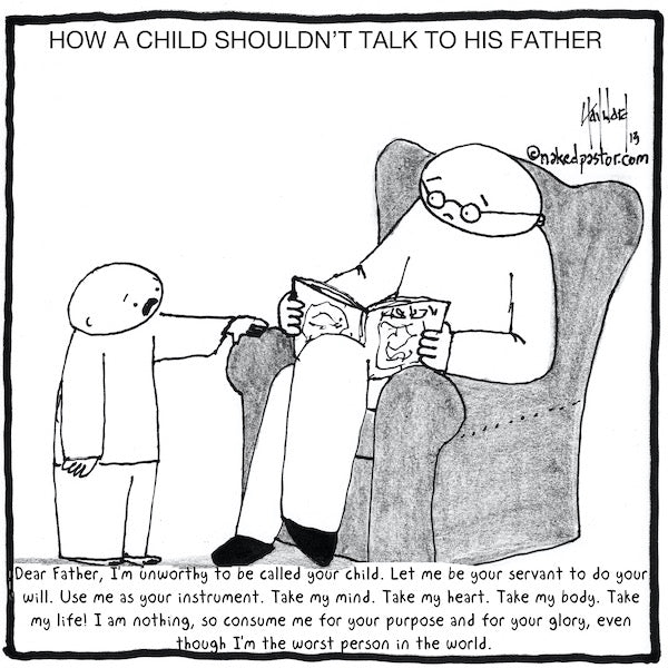 Child Talks to Dad Digital Cartoon