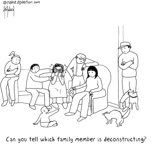 Deconstructing in Front of Your Family Digital Cartoon