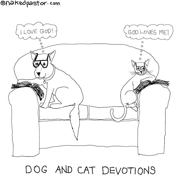 Dog and Cat Devotions Digital Cartoon