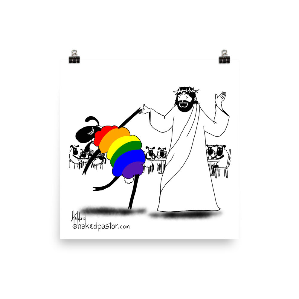 Jesus Dances with the LGBTQ Sheep Print - by nakedpastor