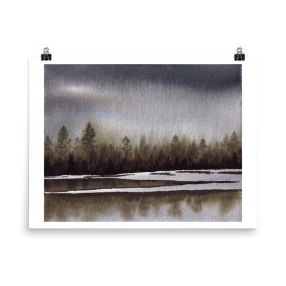 Spring Fog and Ice Watercolor Print