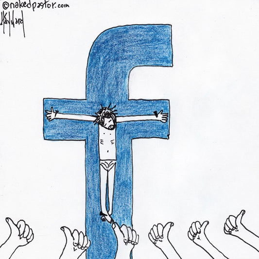 Jesus and Facebook Digital Cartoon