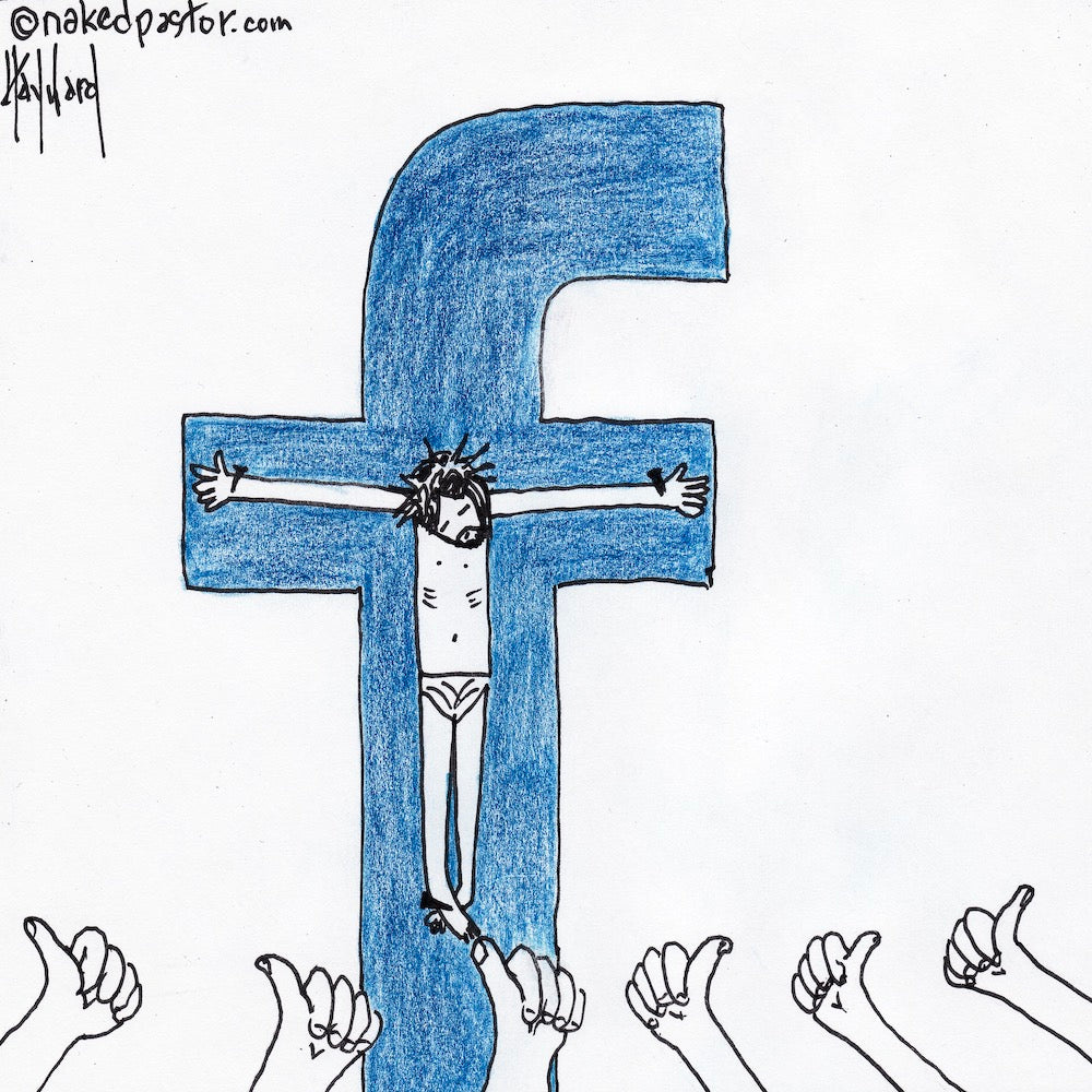 Jesus and Facebook Digital Cartoon - by nakedpastor