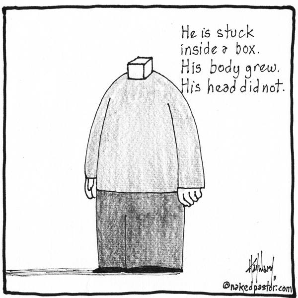 Head in a Box Digital Cartoon