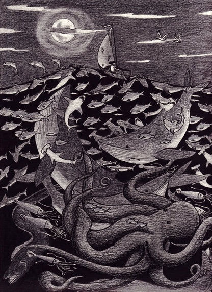 The Voyage of Saint Brendan Pen and Pencil Print-Drawings-nakedpastor