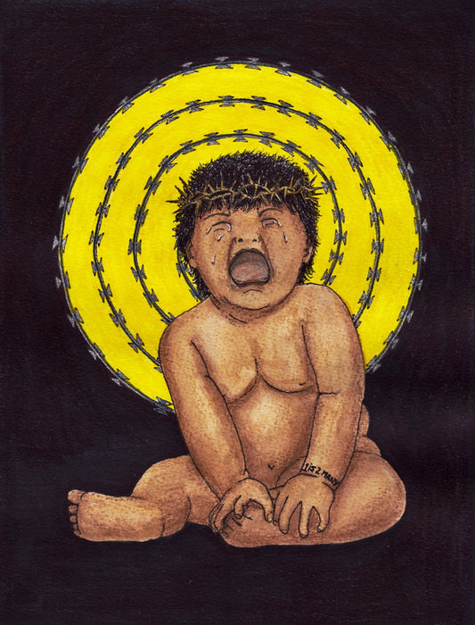 Border Baby Image of Christ Original Drawing