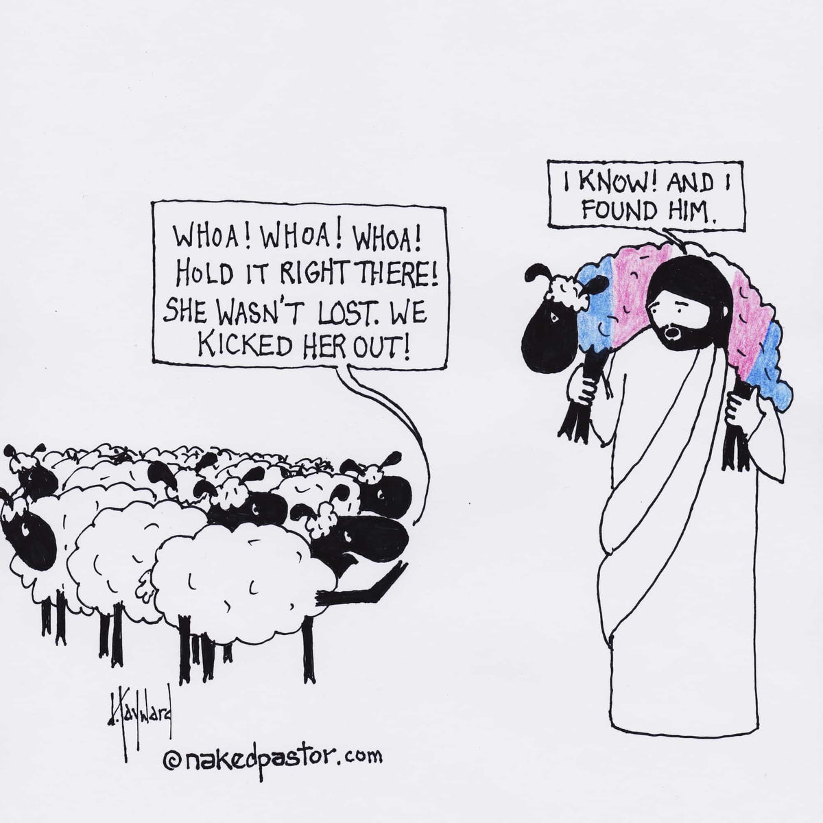 Lost Transgender Lamb - Choose Your Pronouns Print - by nakedpastor