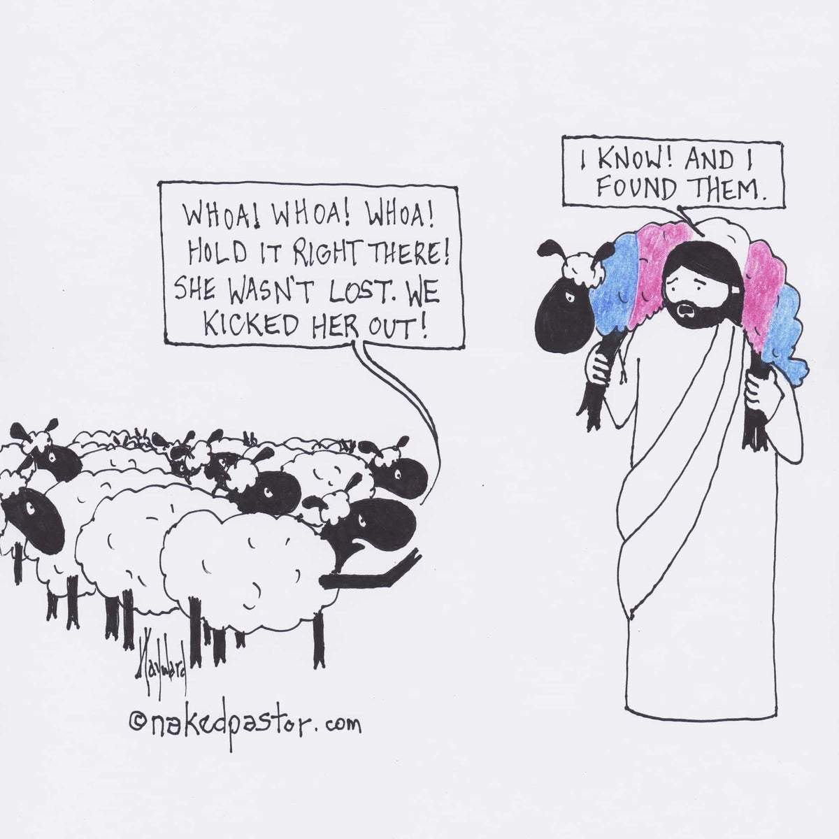 Lost Transgender Lamb - Choose Your Pronouns Print - by nakedpastor