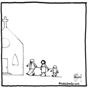 A Family Going to Church Digital Cartoon - by nakedpastor