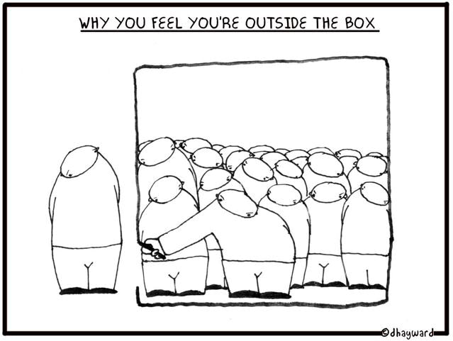 Outside the Box Digital Cartoon