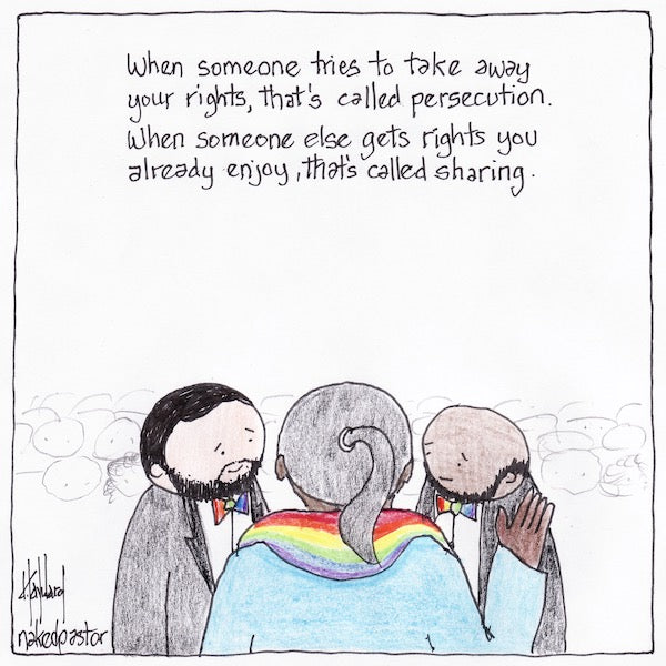 Sharing Equal Rights Original Cartoon Drawing
