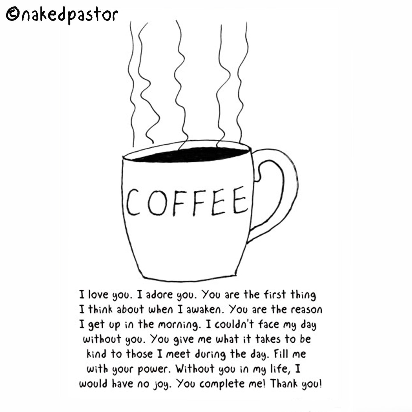 Prayer to Coffee Digital Cartoon