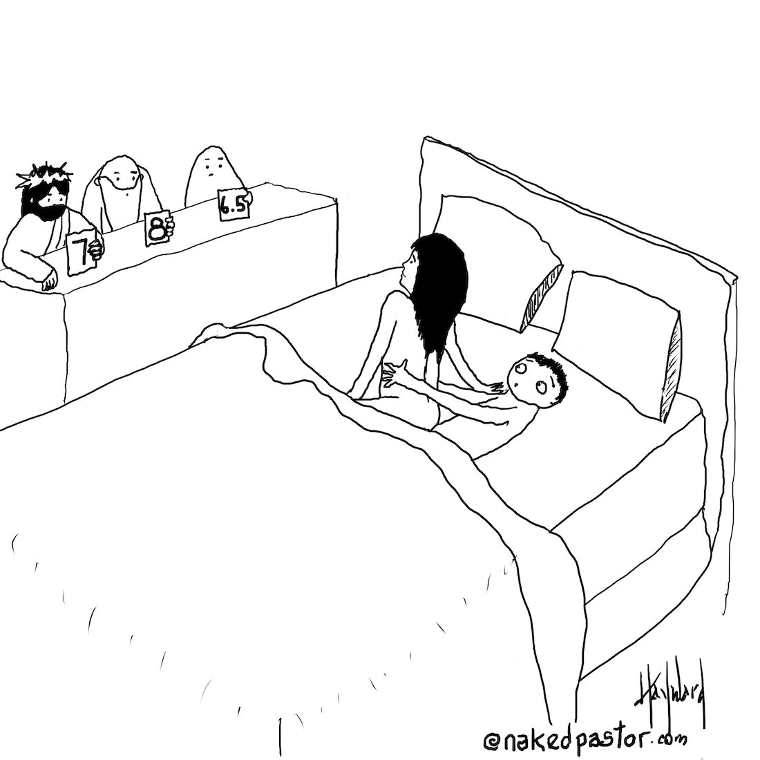 Score in the Bedroom Digital Cartoon