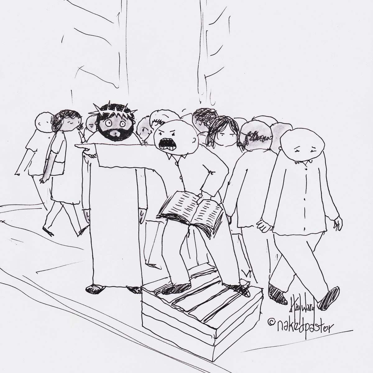 Street Preacher Digital Cartoon - by nakedpastor