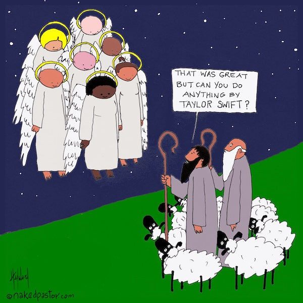 Angels, Shepherds, and Taylor Swift Digital Cartoon