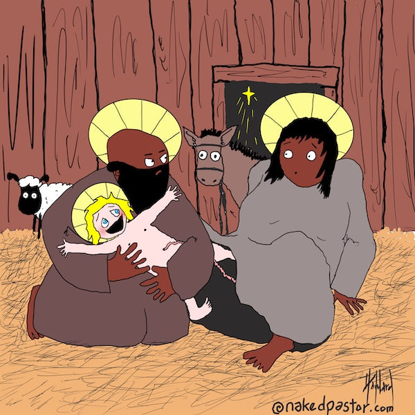 White Baby Jesus Digital Cartoon