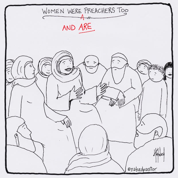 Women Preachers Cartoon Print