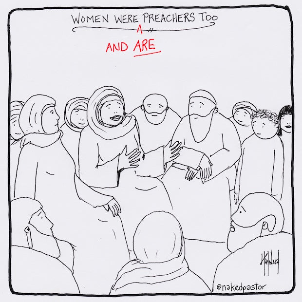 Women Preachers Cartoon Print - by nakedpastor